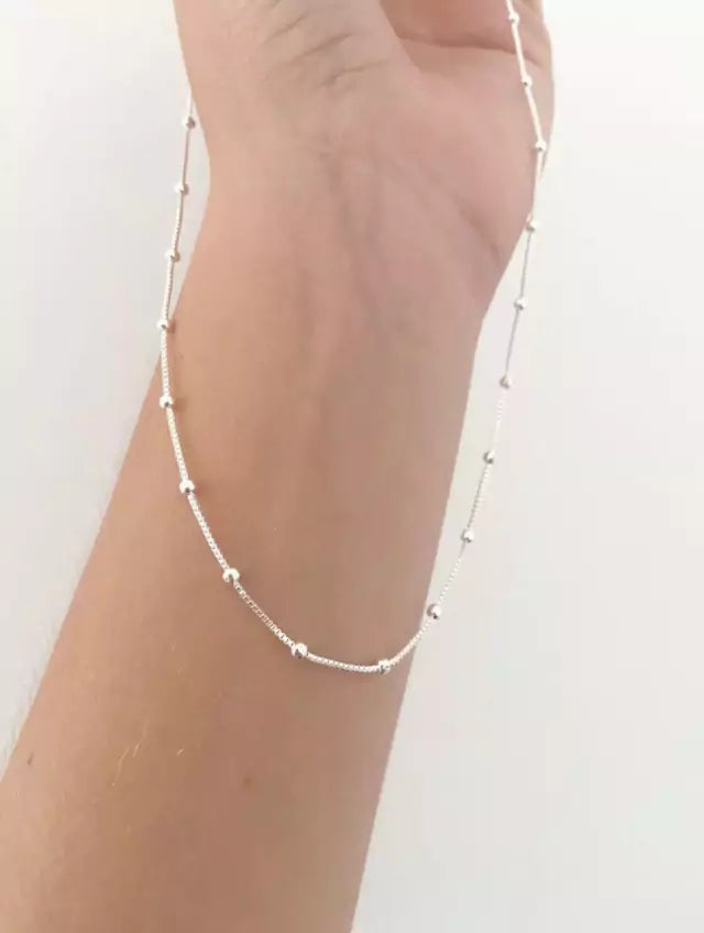 Foto de Choker Bolinhas Veneziana em Prata 925, vista frontal, Sapphire Joias